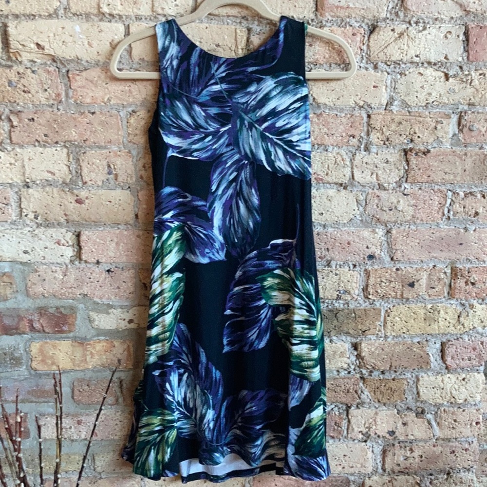 C & C California black purple green & white dress